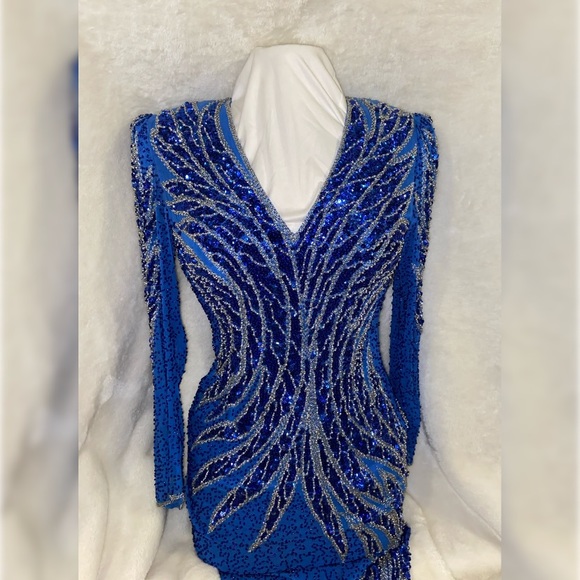 Sho Max Originals Dresses & Skirts - SOLD Sho Max 100% Silk Blue Beaded Dress